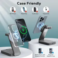 Бездротова зарядна станція 3-в-1 для iPhone (MagSafe), Apple Watch, AirPods, Складана, Сіра — фото 6