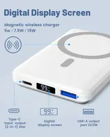 Магнитный Power Bank 10000mAh Yiisonger (MagSafe), Беспроводная зарядка 15W, PD 20W, Белый — фото 2