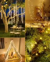Cluster Christmas Lights Outdoor With Dimmer App Control, 3M 8 Modes 240LED Warm White Remote Timer for Bedroom Garden Party Tree Indoor Decor — фото 6