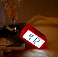 Електронний годинник-будильник з великим LCD екраном, Термометр, Розумне підсвічування, Чорний