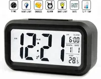 Електронний годинник-будильник з великим LCD екраном, Термометр, Розумне підсвічування, Чорний — фото 6