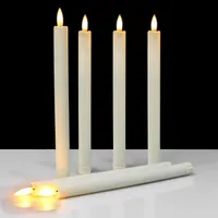 Набір LED свічок (12 шт) 25см з "живим" полум'ям (3D Wick), Пульт, Таймер, Слонова кістка