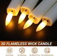 Набір LED свічок (12 шт) 25см з "живим" полум'ям (3D Wick), Пульт, Таймер, Слонова кістка — фото 4