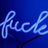 Amped & Co Neon FUCK Desk Light - Real Neon Glows Blue, Hand-Crafted Glass, Large 9"x11.5", Black Base With Silicone Pad — фото 5