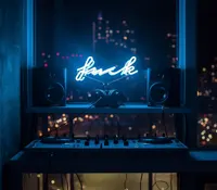 Amped & Co Neon FUCK Desk Light - Real Neon Glows Blue, Hand-Crafted Glass, Large 9"x11.5", Black Base With Silicone Pad — фото 6