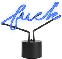 Настоящая неоновая лампа "F*CK" (Стекло/Газ), Синее свечение, Настольная, Amped & Co — фото 3
