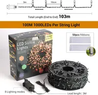 Гірлянда світлодіодна 100 метрів 1000 LED (Бобіна), Тепле біле, Вулична IP44, 8 режимів — фото 7