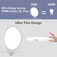 Ультратонкий потолочный LED светильник 24W (Ø30см) IP44, 3 режима света (3000K-6500K), Белый — фото 3