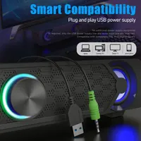Smalody PC Speakers, Computer Speaker, USB Soundbar, Gaming with Cool LED Lights, Multimedia Speaker Perfect for PC Games,Computer, Desktop, Laptop — фото 4