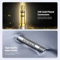 Кабель AUX 3.5mm UGREEN (1 метр) у нейлоновому обплетенні, Hi-Fi звук, Сріблястий — фото 6