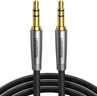 Кабель AUX 3.5mm UGREEN (1 метр) в нейлоновой оплетке, Hi-Fi звук, Серебристый — фото 4