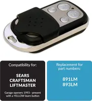 Пульт для гаражных ворот (Совместим с Liftmaster/Chamberlain 891LM/893LM), Желтая кнопка, 2 шт — фото 2