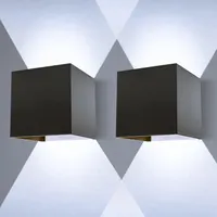 Настенный уличный светильник "Куб" LED 12W, Регулируемый луч, IP65, Черный