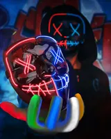 LED Маска "Судна ніч" (The Purge) + Рукавички, що світяться, Неон, Костюм на Хелловін