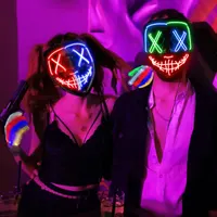 LED Маска "Судна ніч" (The Purge) + Рукавички, що світяться, Неон, Костюм на Хелловін — фото 4