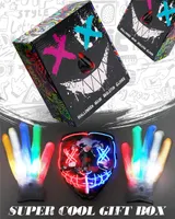 LED Маска "Судна ніч" (The Purge) + Рукавички, що світяться, Неон, Костюм на Хелловін — фото 7