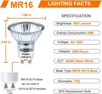Набір галогенних ламп GU10 50W (Для свічок/Підігріву), Димовані, Тепле світло, 6 шт — фото 2