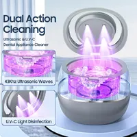 Ultrasonic Retainer Cleaner Machine for Denture: 43000Hz Portable Night Guard Cleaner (Grey)