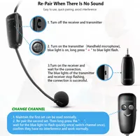 Bietrun Wireless Microphone Headset, UHF Wireless Headset Mic System, 160ft Range,1/8'' and 1/4'' Plug, for Speakers, Voice Amplifier, PA System — фото 4
