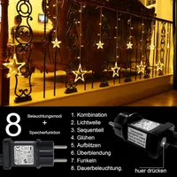 Гірлянда-штора "Зорепад" (12 зірок, 138 LED), 2.5 метри, Тепле біле, 8 режимів — фото 8