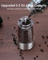 Electric Salt and Pepper Grinder Set, Large Capacity 5.3oz Salt and Pepper Grinder Set with Adjustable Coarseness, Rechargeable Electric Pepper — фото 6