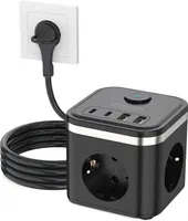 Мережевий фільтр-куб 7-в-1 (3 розетки + 2 USB-A + 2 USB-C), 2 метри, Плоска вилка — фото 2