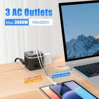 Мережевий фільтр-куб 7-в-1 (3 розетки + 2 USB-A + 2 USB-C), 2 метри, Плоска вилка — фото 4