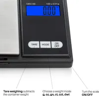 Ваги ювелірні кишенькові Smart Weigh (100г / 0.01г), Високоточні, Чорні — фото 4