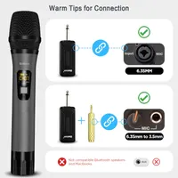 Беспроводной вокальный микрофон UHF с аккумуляторным приемником (Дальность 80м), Серый — фото 3