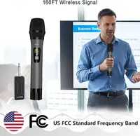 Беспроводной вокальный микрофон UHF с аккумуляторным приемником (Дальность 80м), Серый — фото 4