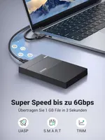 Внешний карман для HDD/SSD 2.5" UGREEN USB-C 3.1 Gen 2 (6Gbps), Прозрачный/Черный — фото 6