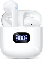 Беспроводные наушники Bluetooth 5.3 (TWS) с LED дисплеем, IPX7, 40ч работы, Белые