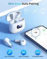 Беспроводные наушники Bluetooth 5.3 (TWS) с LED дисплеем, IPX7, 40ч работы, Белые — фото 2