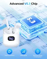 Беспроводные наушники Bluetooth 5.3 (TWS) с LED дисплеем, IPX7, 40ч работы, Белые — фото 4
