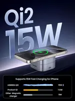 Магнітна зарядна станція UGREEN MagFlow Qi2 2-в-1 (Складна), 15W, Для iPhone/AirPods, Сіра — фото 2