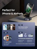 Магнитная зарядная станция UGREEN MagFlow Qi2 2-в-1 (Складная), 15W, Для iPhone/AirPods, Серая — фото 7