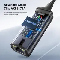 Сетевой адаптер Ugreen USB-A to Gigabit Ethernet RJ45, LAN 1000 Мбит/с, алюминиевый корпус, серый — фото 3