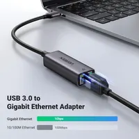 Сетевой адаптер Ugreen USB-A to Gigabit Ethernet RJ45, LAN 1000 Мбит/с, алюминиевый корпус, серый — фото 7