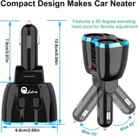 Cigarette Lighter Splitter: USB C 12V Car Charger Adapter 2 Socket Type C Multi 12 Volt Power Outlet 24V DC 80W with LED Voltmeter Switch 6.3A Dual USB Port for Mobile Cell Phone GPS Dash Cam — фото 3