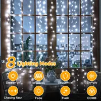 Гирлянда-штора Ollny 3x3 метра (300 LED), USB, Холодный белый, Пульт + Таймер — фото 3
