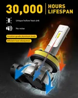 Автолампы LED AUXITO H8 / H11 / H16 (ПТФ/ДХО), 6500K Белый, Без кулера, Набор 2 шт — фото 3