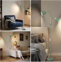 Amdelne Green Mother and Child Floor Lamp: Uplighter + Reading, Height Adjustable Metal, Dual Head/Switch, E27, for Living/Bedroom. — фото 2