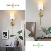 Aipsun 5500 mAh Wireless Battery Wall Light with Remote Control, 2 Pieces Rechargeable Wall Light, Dimmable, Wall Lamp Battery for Living Room with Bulb, Battery Wall Lights Indoor with Fabric Shade — фото 2