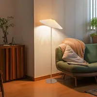 KUNJOULAM Pleated Floor Lamp, Gold Pole Floor Lamps, Simple Design, High Lamp with Beige Lampshade, Floor Lamp for Living Room, Bedroom, Office, Home — фото 4