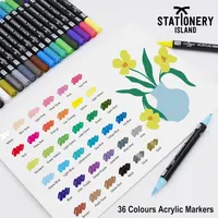 Акрилові маркери STATIONERY ISLAND 36 кольорів (Двосторонні), Для каменю/скла/тканини — фото 2