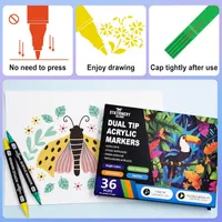 Акриловые маркеры STATIONERY ISLAND 36 цветов (Двусторонние), Для камня/стекла/ткани — фото 3