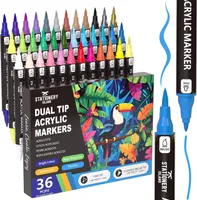 Акриловые маркеры STATIONERY ISLAND 36 цветов (Двусторонние), Для камня/стекла/ткани — фото 6