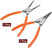 2pcs Snap Ring Plier Set 7" Internal Circlip Pliers with 0.08" Straight/Bent Jaw Tip for Ring Remove Retaining Pliers, Red/Grey — фото 4