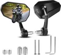 Motorcycle Side Mirrors Handle Mount Bar End Mirror, Universal Handlebar Rear View Bar End Mirrors for Motorcycles E-bike Scooters Snowmobile ATV — фото 5