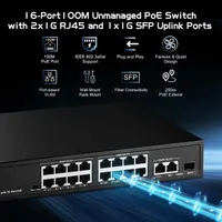 PoE комутатор 19 портів (16xPoE+ 100Mb, 2xGigabit, 1xSFP), 300W, Binardat — фото 3